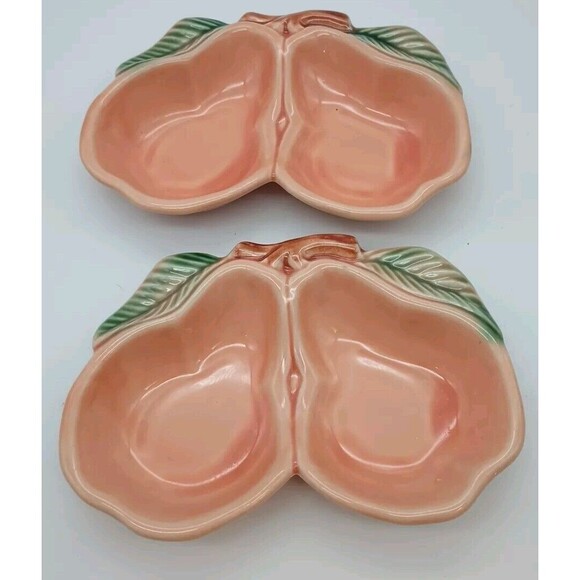2 vintage belmar of California Pair Of pears shaped bowls Peach Desert Dish - Picture 1 of 4
